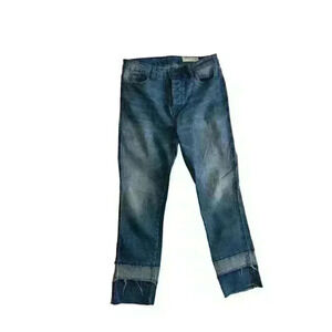 Women's Jeans‎ Size Medium M Two Toned Button Fly Straight Fray Raw Hem Wishlist